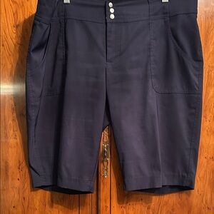 Navy Blue Button-Front Shorts